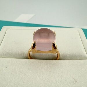 RARE Tiffany & Co. 18k Large Rose Quartz Sugar Stack Ring in Rose Gold